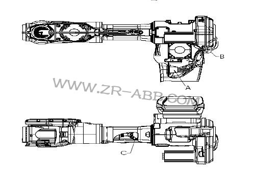 ABB機器人維修檢查軸1-6的電纜保護(hù)殼